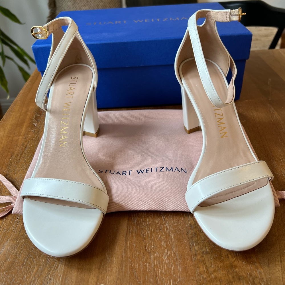 Stuart Weitzman Nearly Nude White Smooth Calf